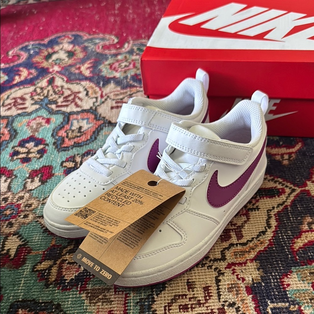 Nike Kids White and Purple Sneakers